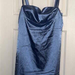 Blue Women’s Satin Midi Slip Dress, Size 0